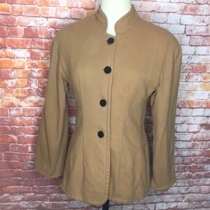 Vintage 80s Vantana Tobacco Brown Button-Up Fitted Wool Jacket